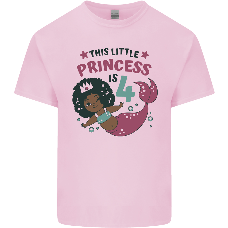 4th Mermaid Birthday 4 Year Old Kids T-Shirt Childrens Light Pink