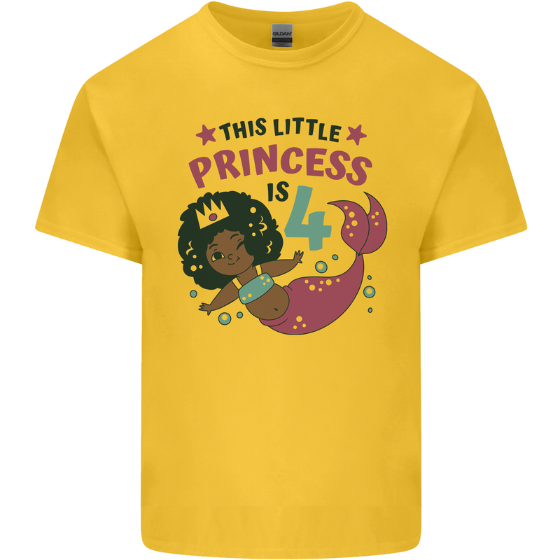 4th Mermaid Birthday 4 Year Old Kids T-Shirt Childrens Yellow