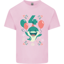 4th Shark Birthday 4 Years Old Kids T-Shirt Childrens Light Pink