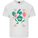 4th Shark Birthday 4 Years Old Kids T-Shirt Childrens White