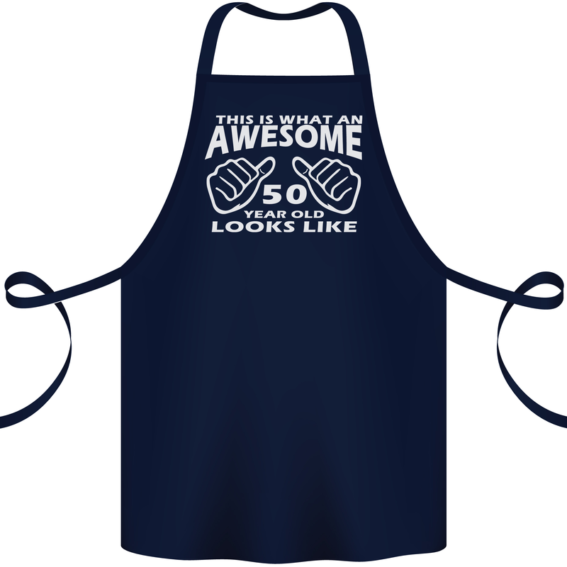 50th Birthday 50 Year Old This Is What Cotton Apron 100% Organic Navy Blue