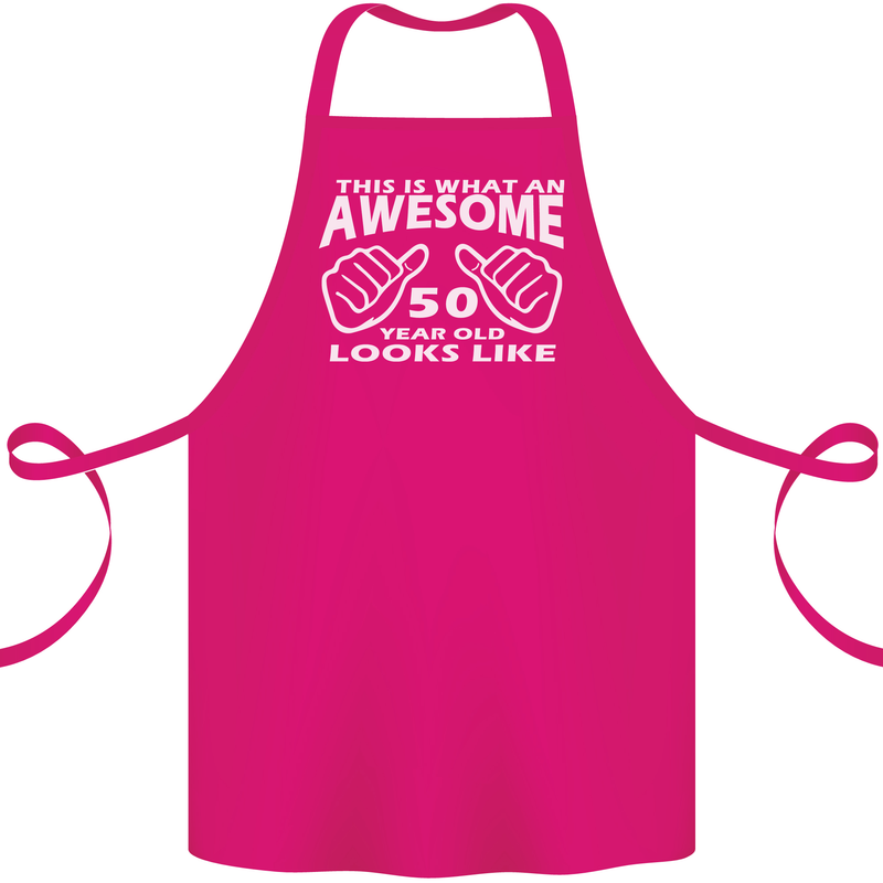 50th Birthday 50 Year Old This Is What Cotton Apron 100% Organic Pink