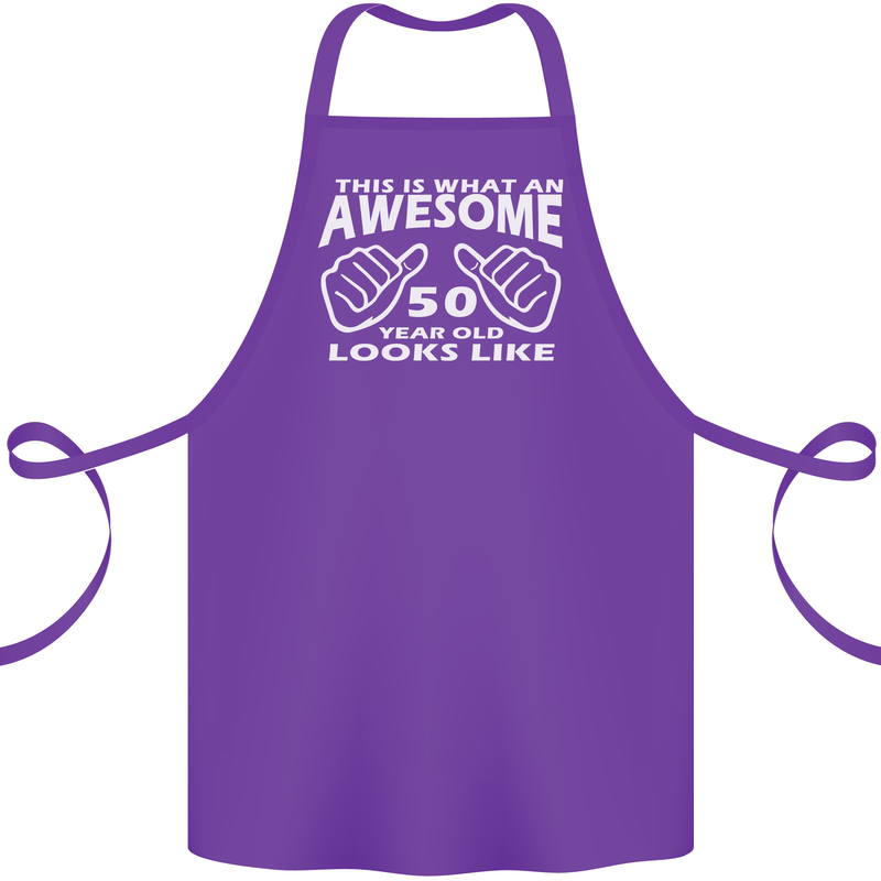 50th Birthday 50 Year Old This Is What Cotton Apron 100% Organic Purple