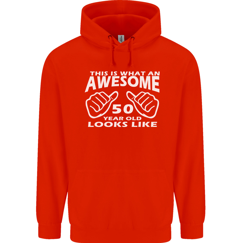 50th Birthday 50 Year Old This Is What Mens 80% Cotton Hoodie Bright Red