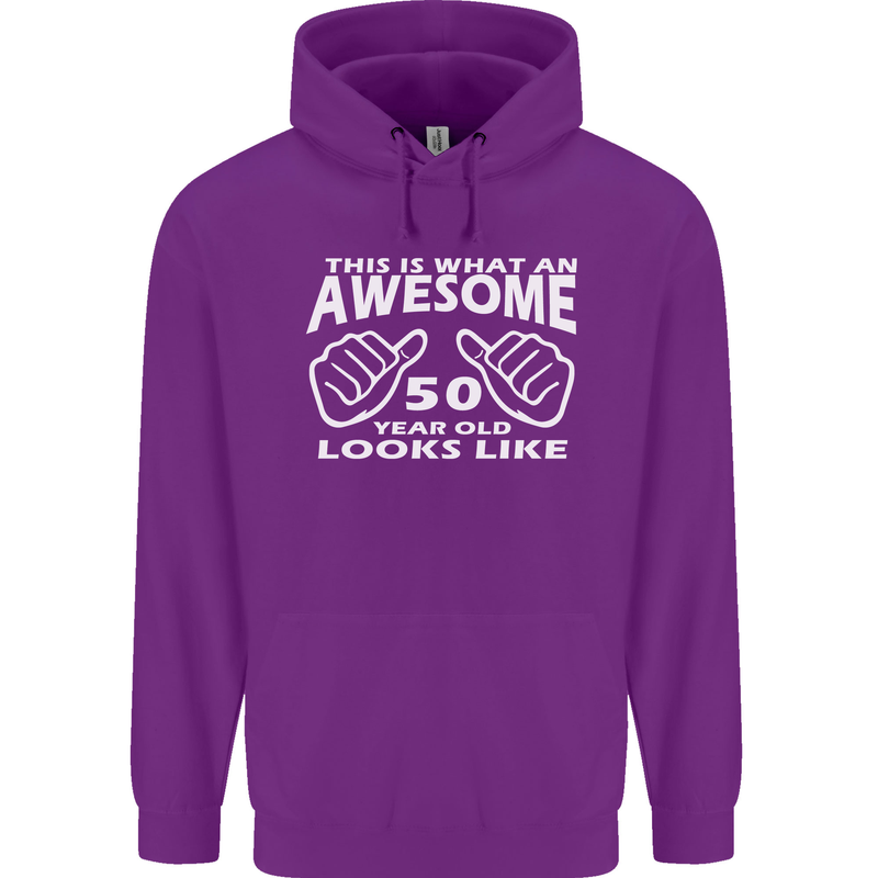 50th Birthday 50 Year Old This Is What Mens 80% Cotton Hoodie Purple