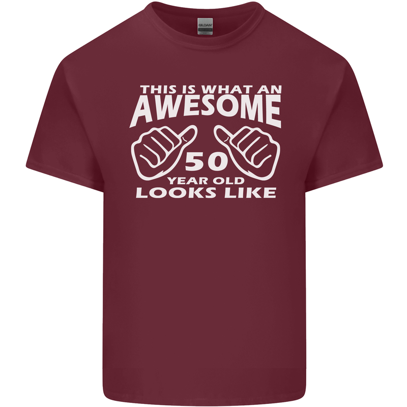 50th Birthday 50 Year Old This Is What Mens Cotton T-Shirt Tee Top Maroon