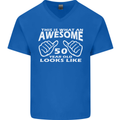 50th Birthday 50 Year Old This Is What Mens V-Neck Cotton T-Shirt Royal Blue