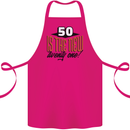 50th Birthday 50 is the New 21 Funny Cotton Apron 100% Organic Pink