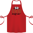 50th Birthday 50 is the New 21 Funny Cotton Apron 100% Organic Red