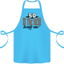 50th Birthday 50 is the New 21 Funny Cotton Apron 100% Organic Turquoise