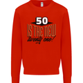 50th Birthday 50 is the New 21 Funny Kids Sweatshirt Jumper Bright Red
