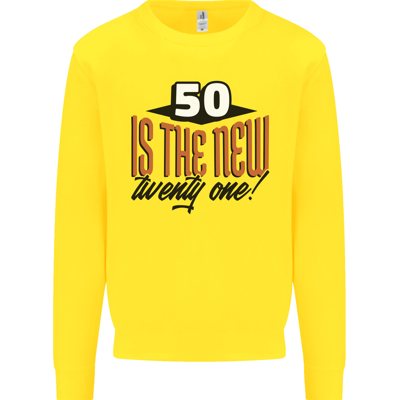 50th Birthday 50 is the New 21 Funny Mens Sweatshirt Jumper Yellow