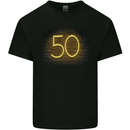 50th Birthday Neon Lights 50 Year Old Mens Cotton T-Shirt Tee Top Black