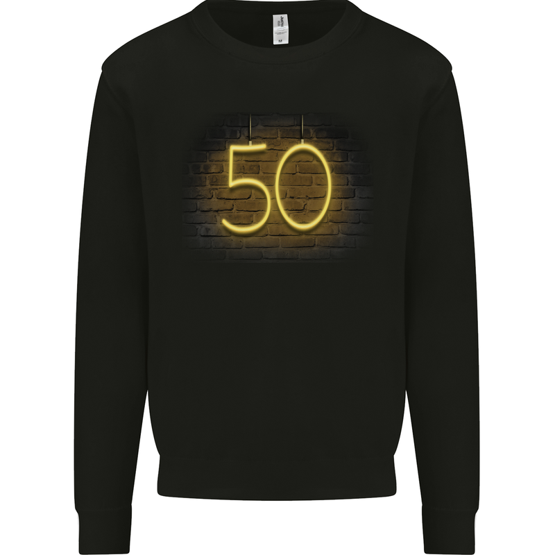 50th Birthday Neon Lights 50 Year Old Mens Sweatshirt Jumper Black