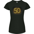 50th Birthday Neon Lights 50 Year Old Womens Petite Cut T-Shirt Black