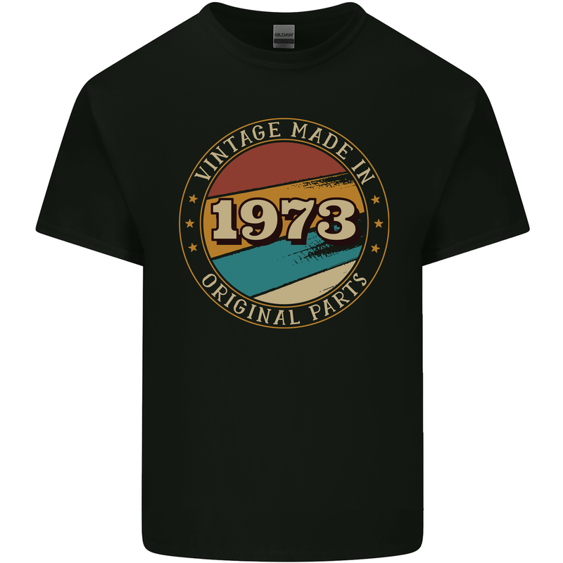 50th Birthday  Vintage Made In 1973 Mens Cotton T-Shirt Tee Top Black