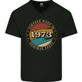 50th Birthday  Vintage Made In 1973 Mens V-Neck Cotton T-Shirt Black