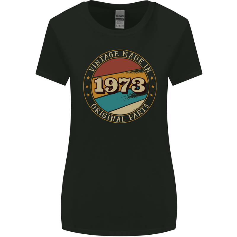 50th Birthday  Vintage Made In 1973 Womens Wider Cut T-Shirt Black