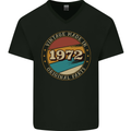 51st Birthday  Vintage Made In 1972 Mens V-Neck Cotton T-Shirt Black