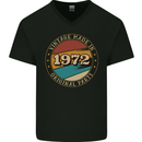 51st Birthday  Vintage Made In 1972 Mens V-Neck Cotton T-Shirt Black