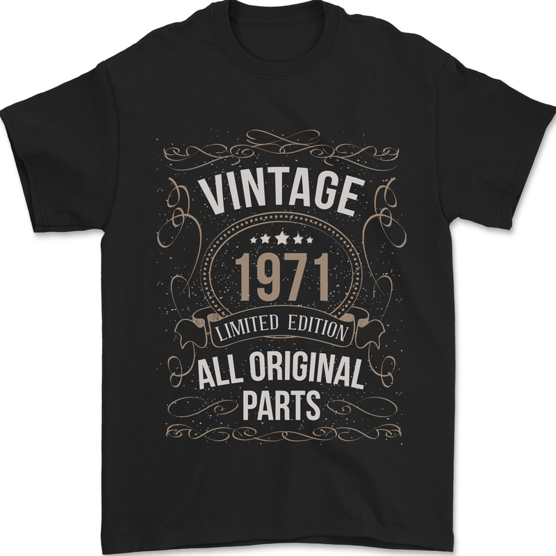 52nd Birthday Limited Edition 1971 Mens T-Shirt 100% Cotton Black