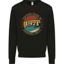 52nd Birthday  Vintage Made In 1971 Mens Sweatshirt Jumper Black