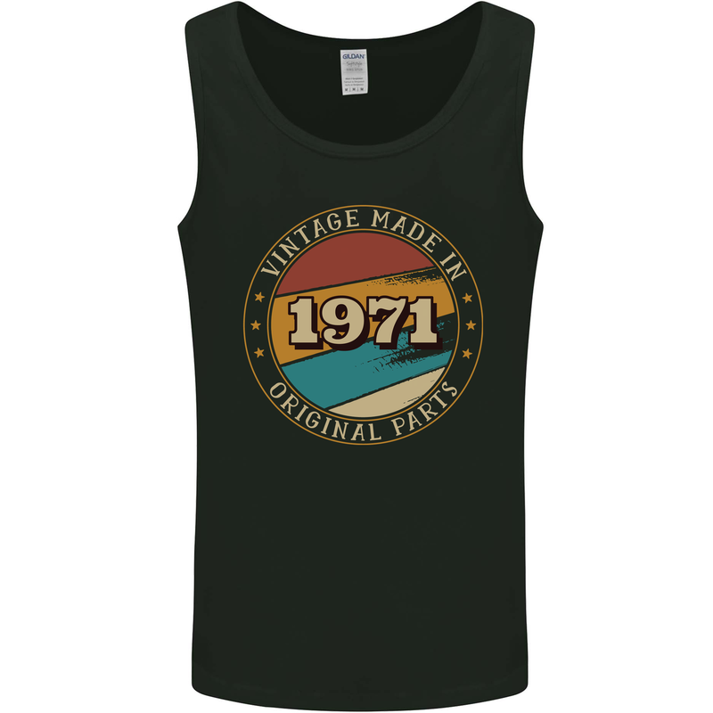 52nd Birthday  Vintage Made In 1971 Mens Vest Tank Top Black