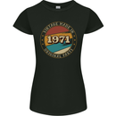 52nd Birthday  Vintage Made In 1971 Womens Petite Cut T-Shirt Black