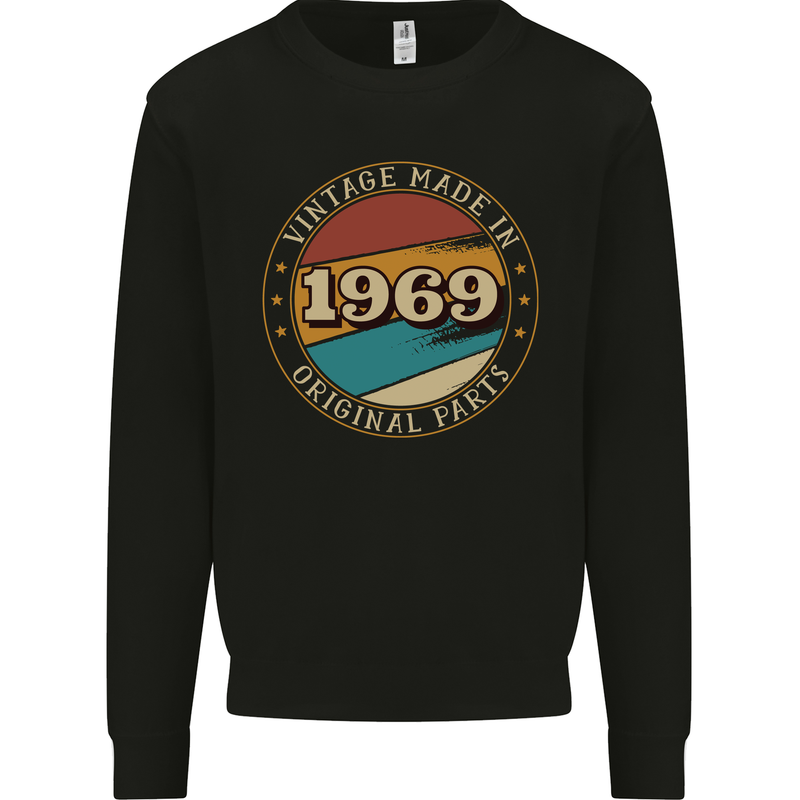 54th Birthday  Vintage Made In 1969 Mens Sweatshirt Jumper Black