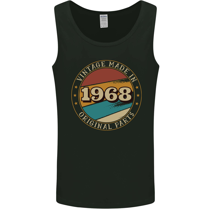 55th Birthday  Vintage Made In 1968 Mens Vest Tank Top Black