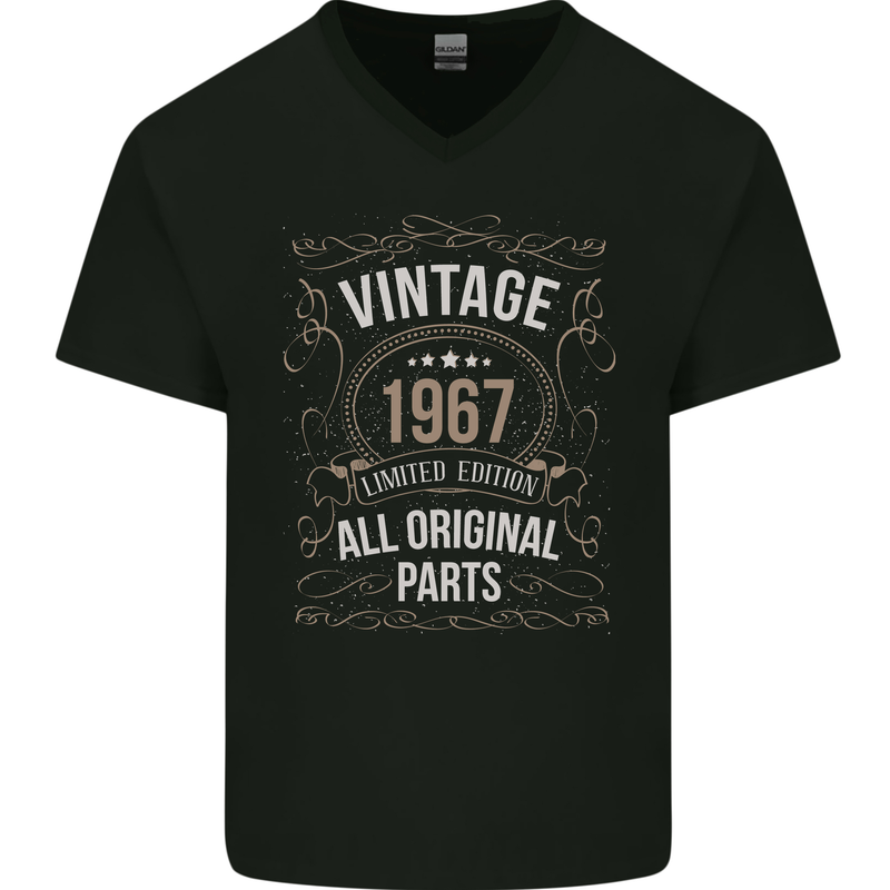56th Birthday Limited Edition 1967 Mens V-Neck Cotton T-Shirt Black