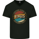 58th Birthday  Vintage Made In 1965 Mens V-Neck Cotton T-Shirt Black