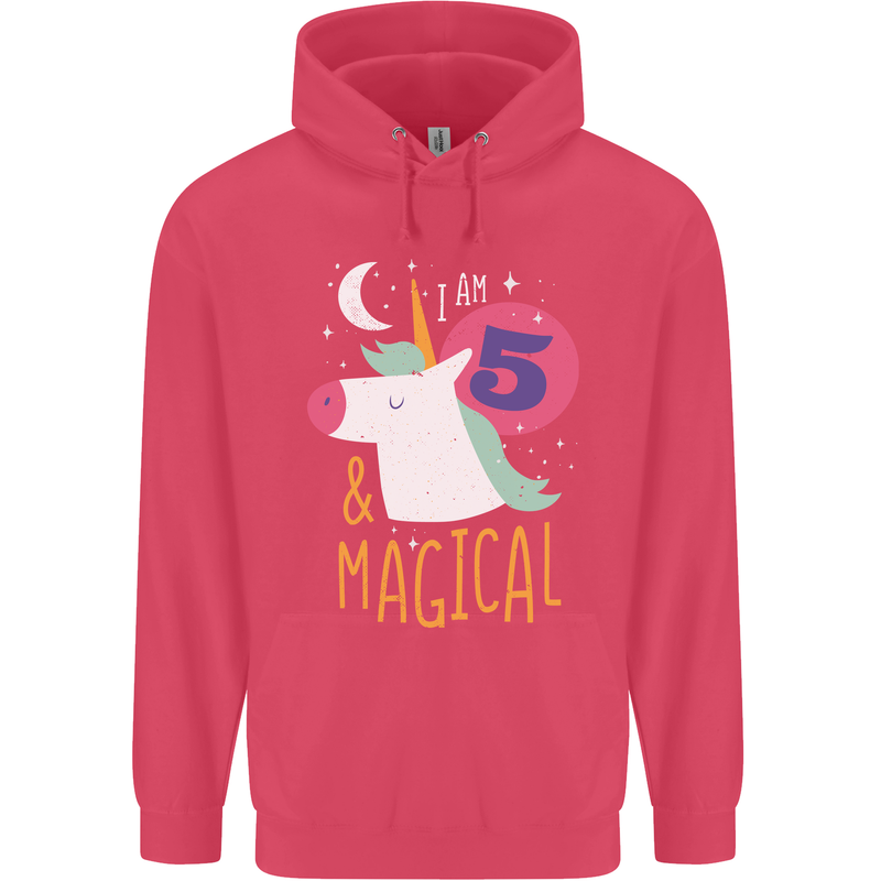 5 Year Old Birthday Girl Magical Unicorn 5th Childrens Kids Hoodie Heliconia