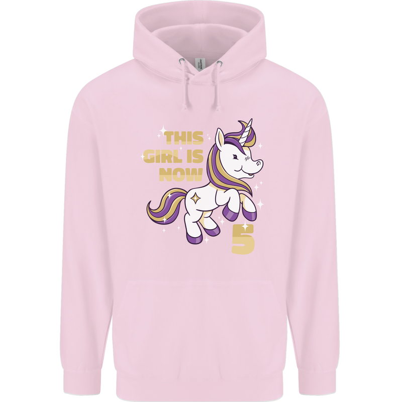 5 Year Old Birthday Girl Magical Unicorn 5th Childrens Kids Hoodie Light Pink