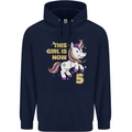 5 Year Old Birthday Girl Magical Unicorn 5th Childrens Kids Hoodie Navy Blue