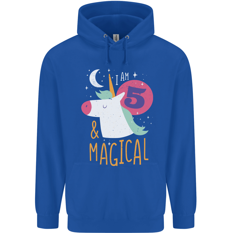 5 Year Old Birthday Girl Magical Unicorn 5th Childrens Kids Hoodie Royal Blue