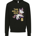 5 Year Old Birthday Girl Magical Unicorn 5th Kids Sweatshirt Jumper Black