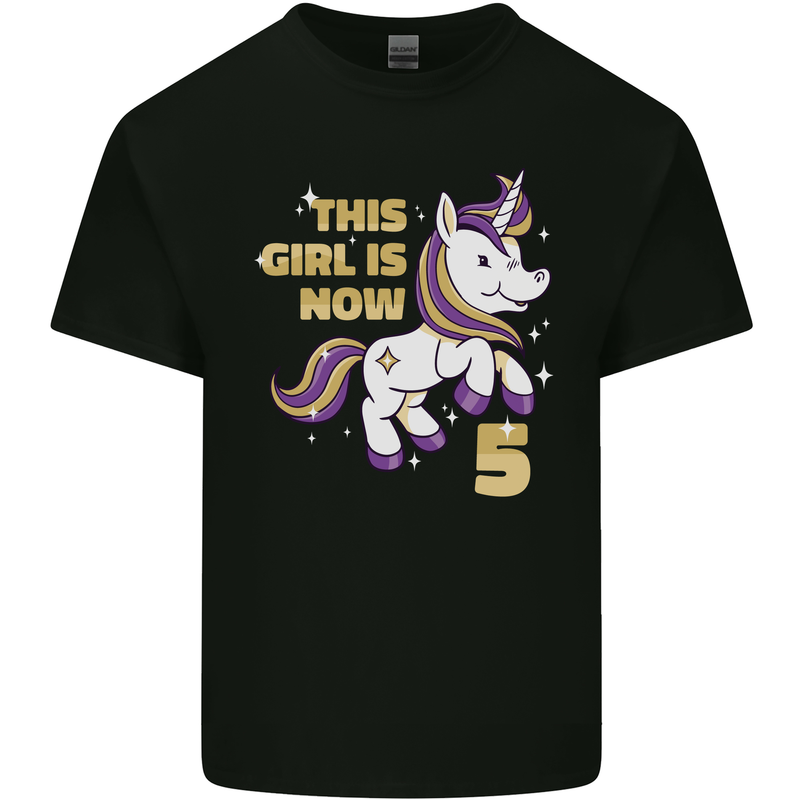 5 Year Old Birthday Girl Magical Unicorn 5th Kids T-Shirt Childrens Black