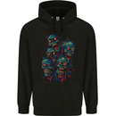 5 Zombie Skulls Halloween Mens 80% Cotton Hoodie Black