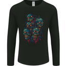 5 Zombie Skulls Halloween Mens Long Sleeve T-Shirt Black
