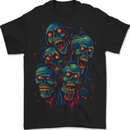 5 Zombie Skulls Halloween Mens T-Shirt 100% Cotton BLACK