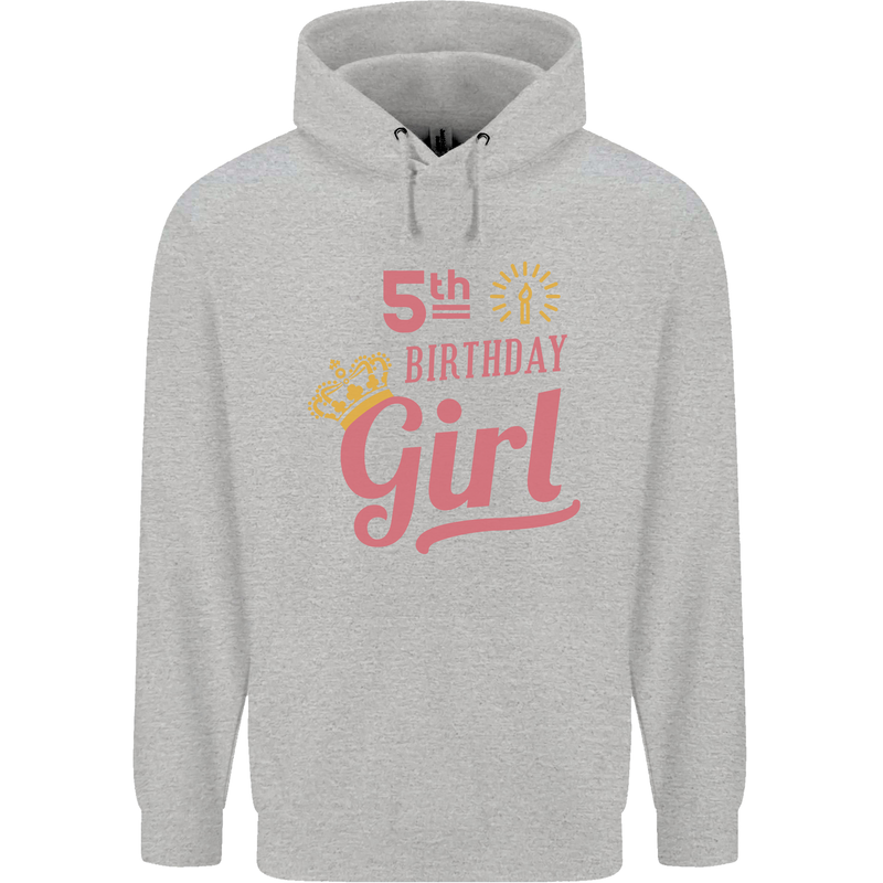 5th Birthday Girl 5 Year Old Princess Childrens Kids Hoodie Sports Grey