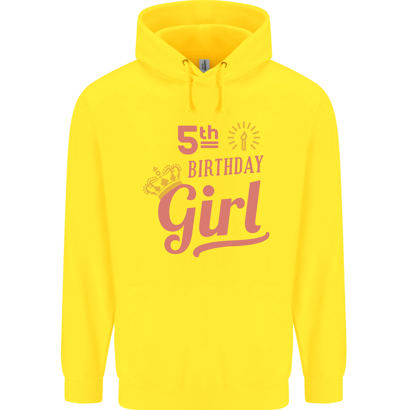 5th Birthday Girl 5 Year Old Princess Childrens Kids Hoodie Yellow