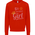 5th Birthday Girl 5 Year Old Princess Kids Sweatshirt Jumper Bright Red
