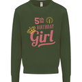 5th Birthday Girl 5 Year Old Princess Kids Sweatshirt Jumper Forest Green