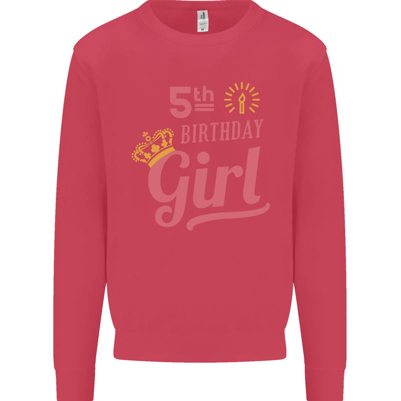 5th Birthday Girl 5 Year Old Princess Kids Sweatshirt Jumper Heliconia