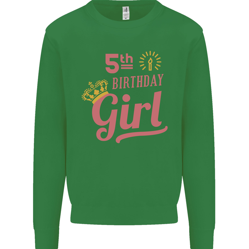 5th Birthday Girl 5 Year Old Princess Kids Sweatshirt Jumper Irish Green