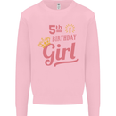 5th Birthday Girl 5 Year Old Princess Kids Sweatshirt Jumper Light Pink