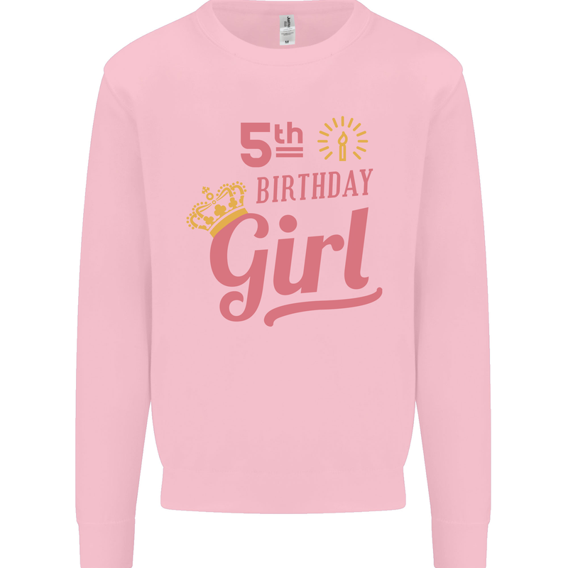 5th Birthday Girl 5 Year Old Princess Kids Sweatshirt Jumper Light Pink