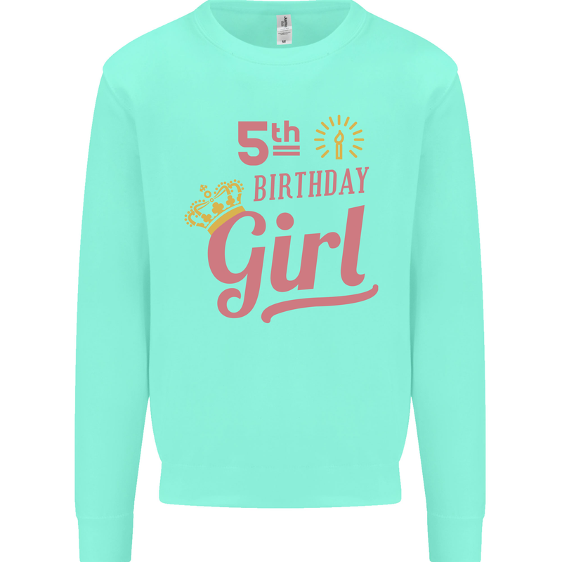 5th Birthday Girl 5 Year Old Princess Kids Sweatshirt Jumper Peppermint